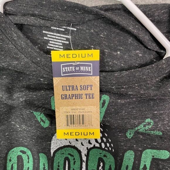 Talk Birdie To me Shirt Mens M State of Mine Golf Gray short Sleeve Tee NWT - Picture 5 of 10